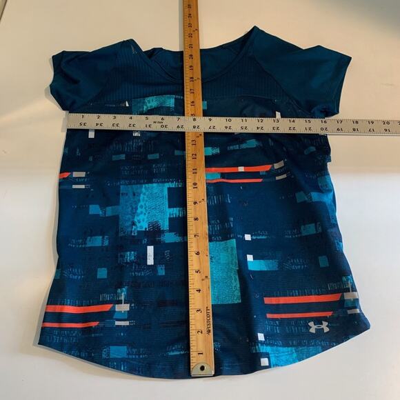 Under Armour Shirt Women XS Extra Small HeatGear Open Back Printed Panel Wicking - Picture 6 of 10